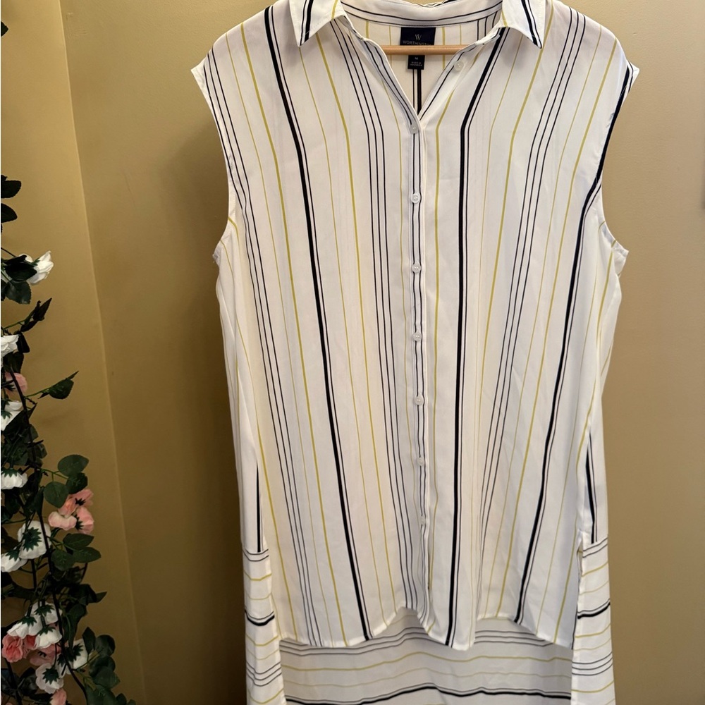 Striped Sleeveless Top - White and Black
